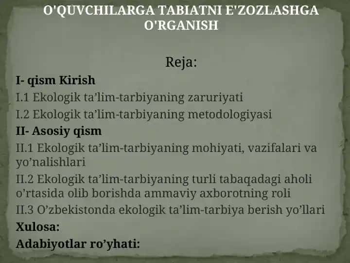 Ekologik ta'lim-tarbiyasi