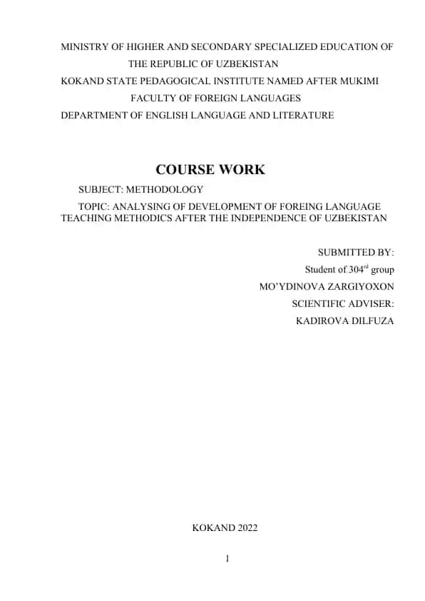 Course Work on Methodology