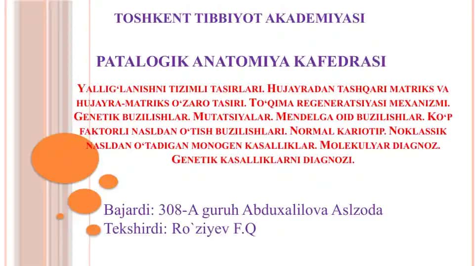 Yallig‘lanishni tizimli tasirlari va genetik buzilishlar