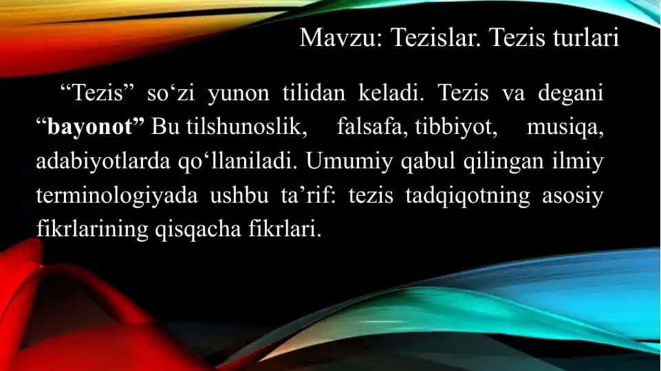 Tezislar haqida ma'lumot