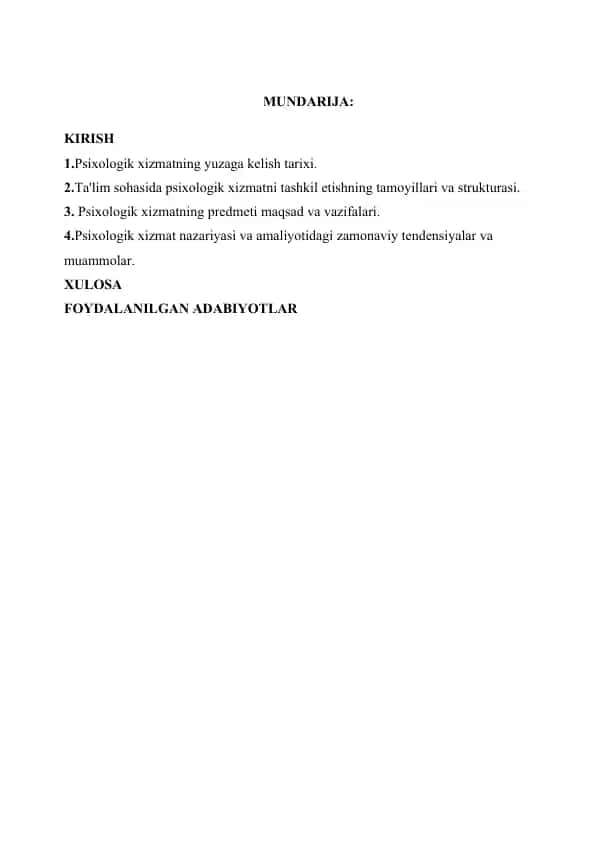 Psixologik xizmatlar