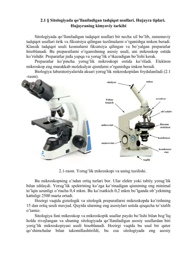 Sitologiyada qo’llaniladigan tadqiqot usullari