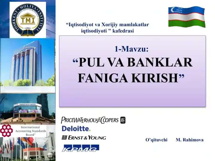 PUL VA BANKLAR FANIGA KIRISH