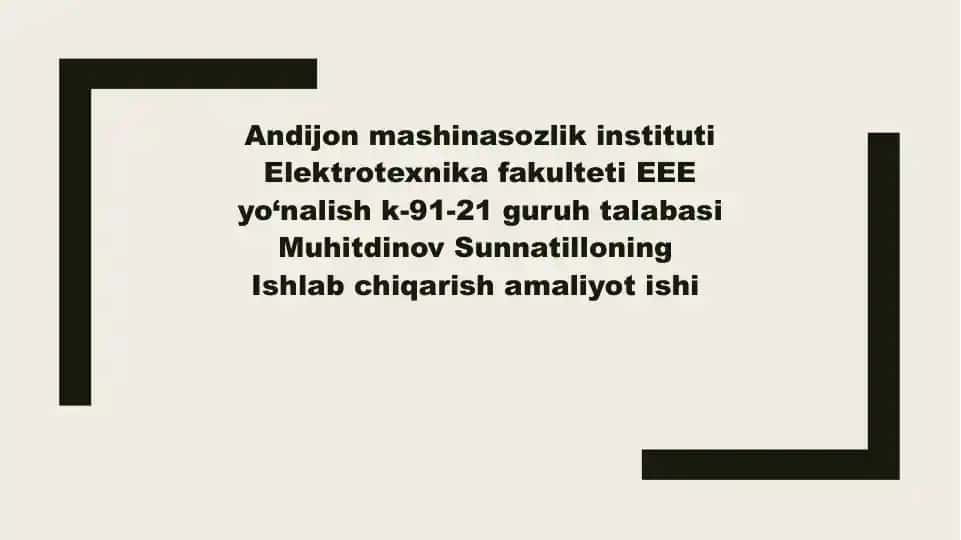 Elektrotexnika fakulteti EEE yo‘nalish talabasi