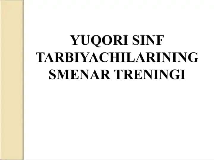 YUQORI SINF TARBIYACHILARINING SMENAR TRENINGI