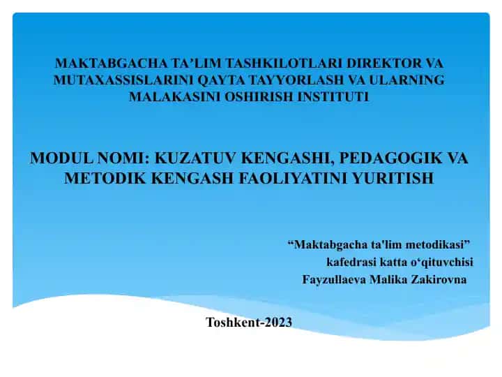 Maktabgacha ta'lim metodikasi