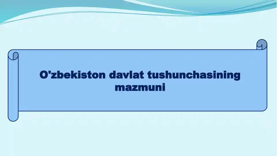 O'zbekiston Davlat Tushunchasi