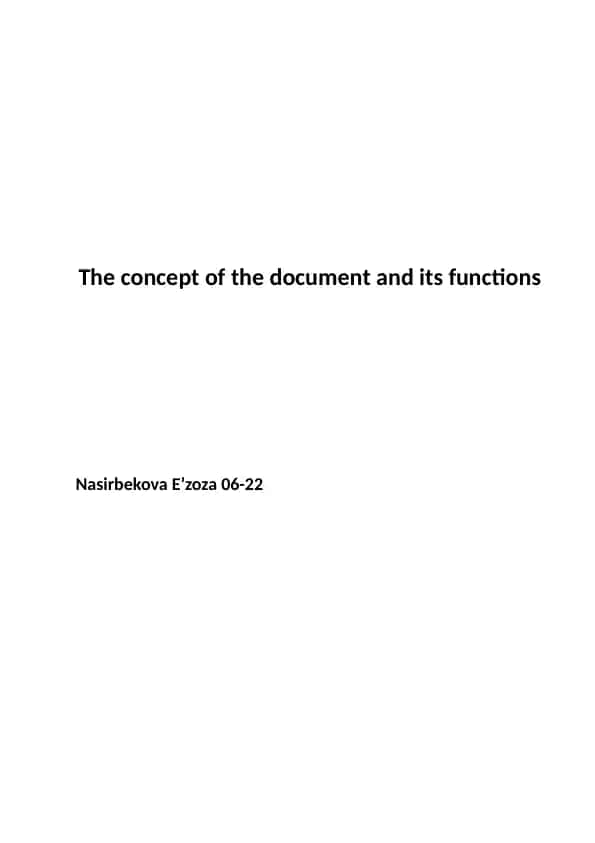 The concept of the document and its functions