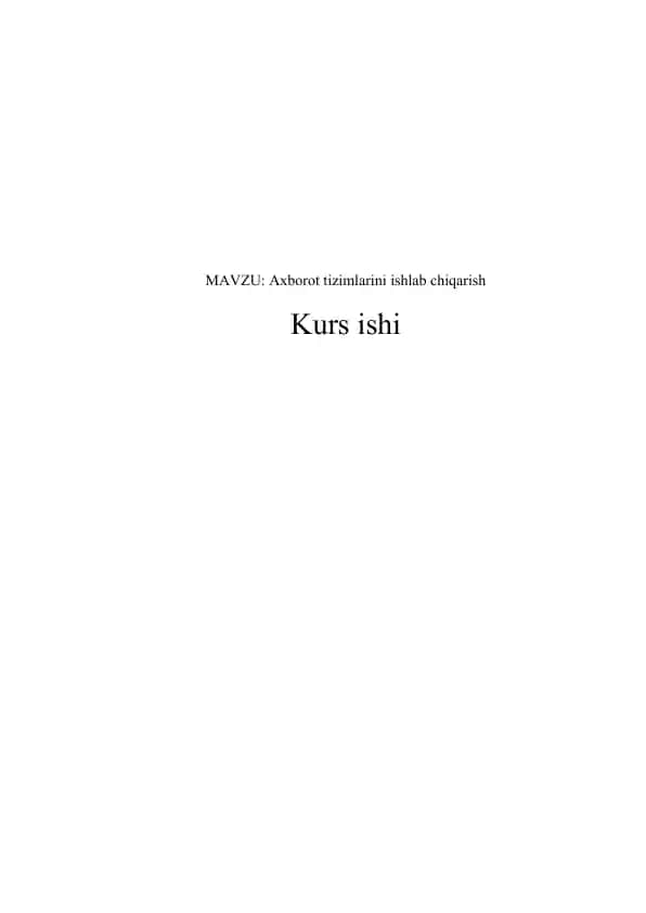 Axborot tizimlarini ishlab chiqarish