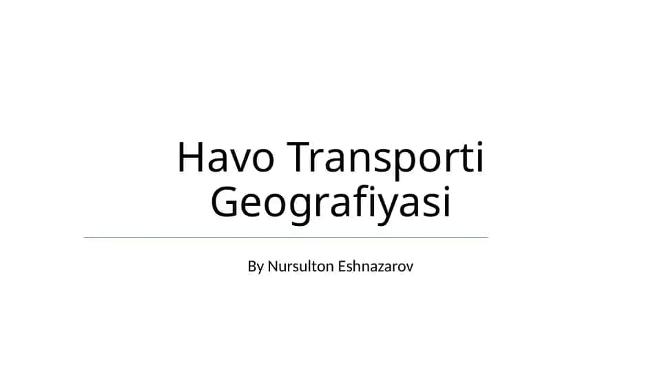 Havo Transporti Geografiyasi
