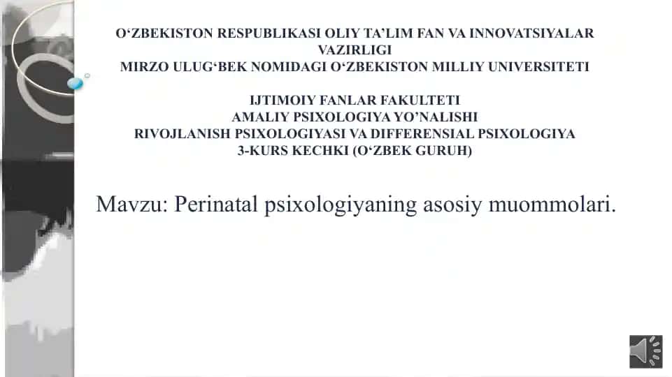 Perinatal psixologiyaning asosiy muommolari
