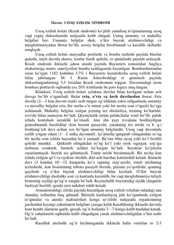 Uzoq ezilish sindromi