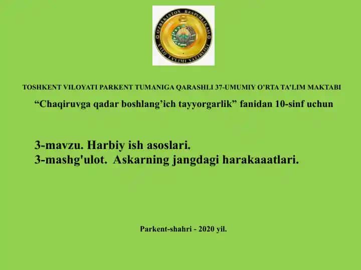 Chaqiruvga qadar boshlang’ich tayyorgarlik