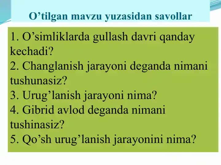 O’tilgan mavzu