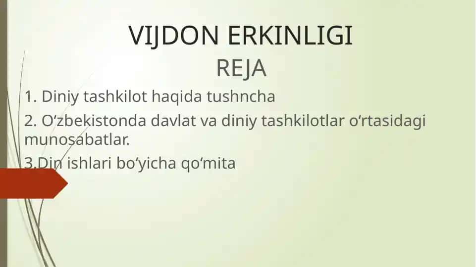 Vijdon erkinligi va diniy tashkilotlar to‘g‘risida taqdimot