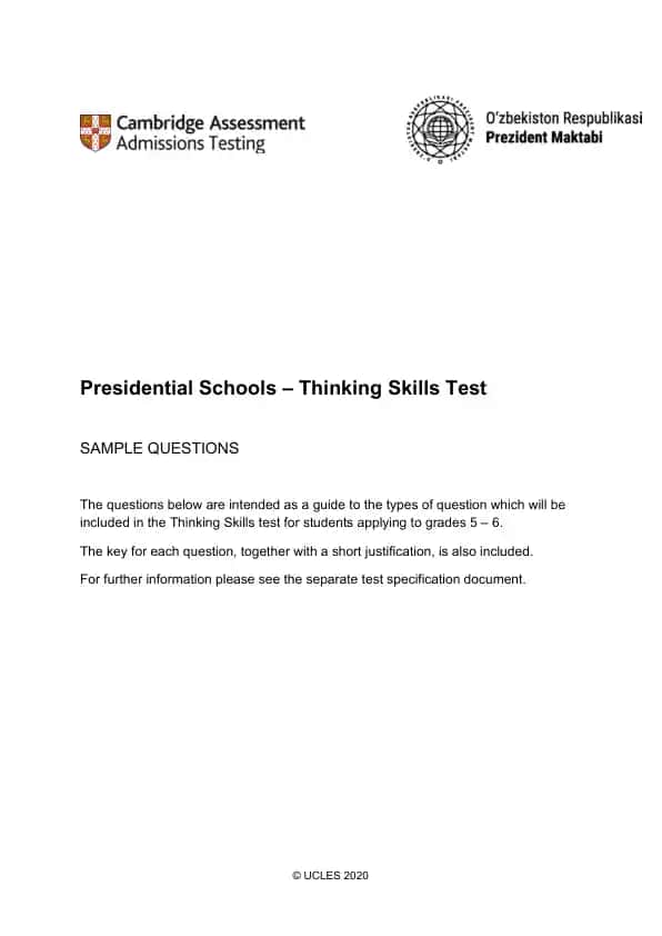 Presidential Schools – Thinking Skills Test