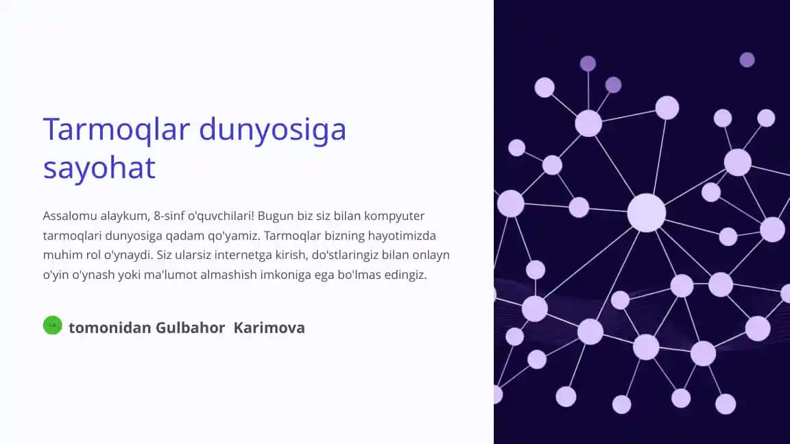 Tarmoqlar dunyosiga sayohat