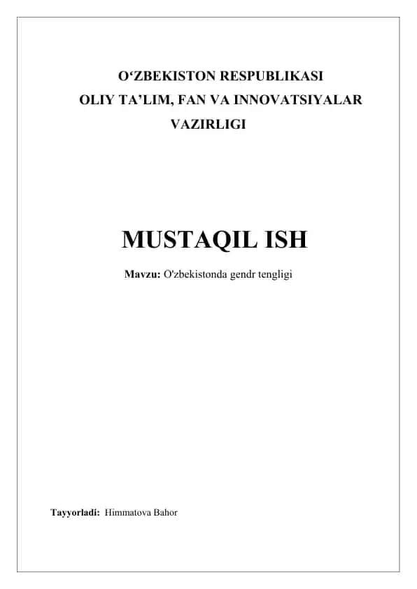O'zbekistonda gender tengligi