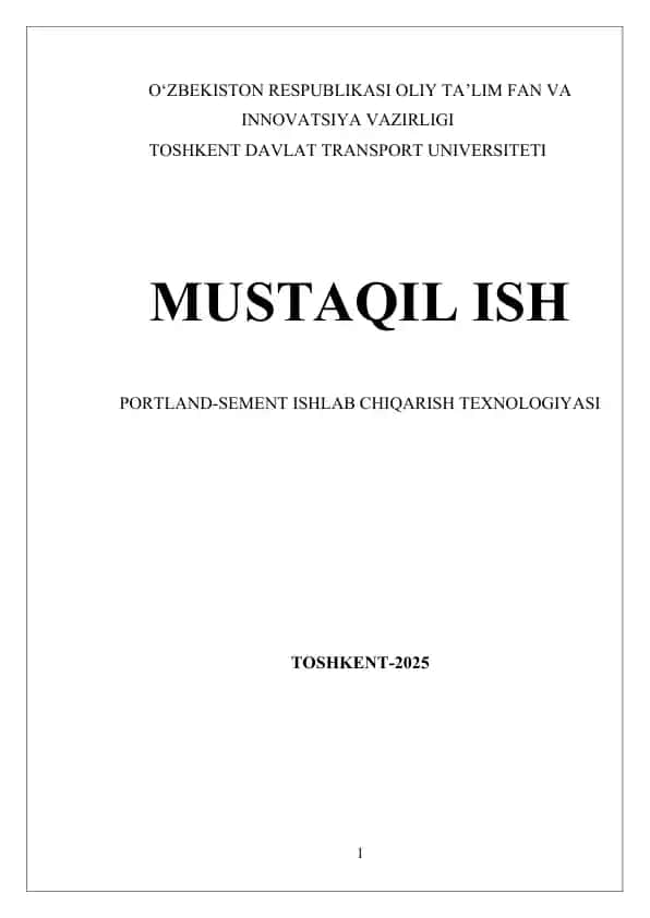 Portland-sement ishlab chiqarish texnologiyasi