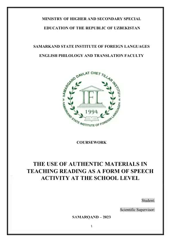 The use of authentic materials in teaching reading