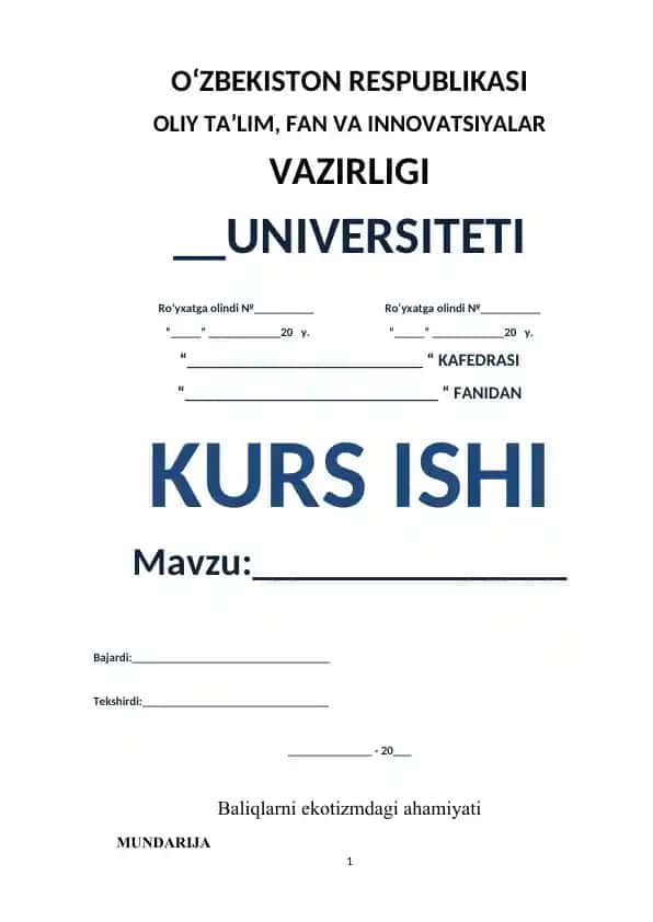 Baliqlarni ekotizmdagi ahamiyati