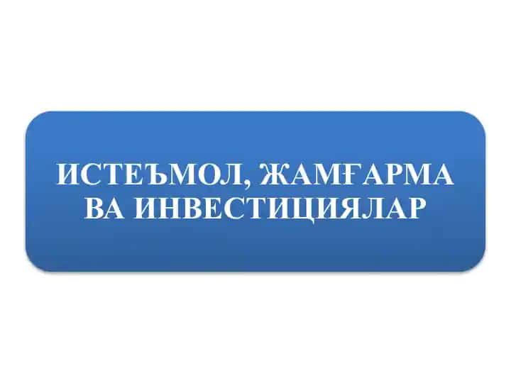 ИСТЕЪМОЛ, ЖАМҒАРМА ВА ИНВЕСТИЦИЯЛАР