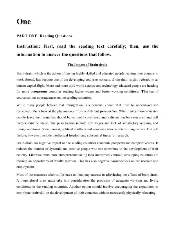 Ingliz tili uchun o‘quv matni (Reading Comprehension va Grammar mashqlari)
