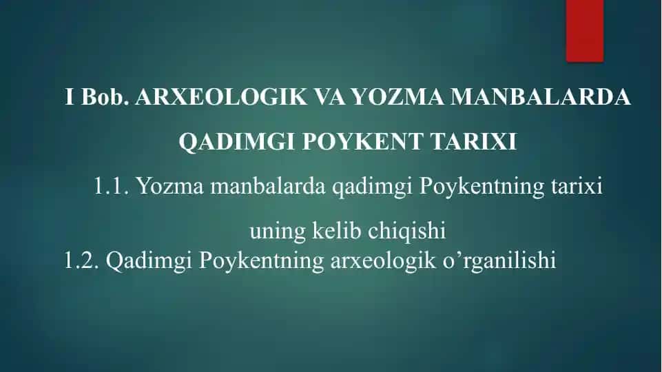 Qadimgi Poykent Tarixi