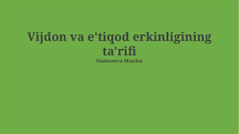 Vijdon va E'tiqod Erkinligining Ta'rifi