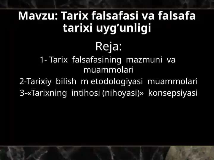 Tarix Falsafasi va Falsafa Tarixi Uyg'unligi