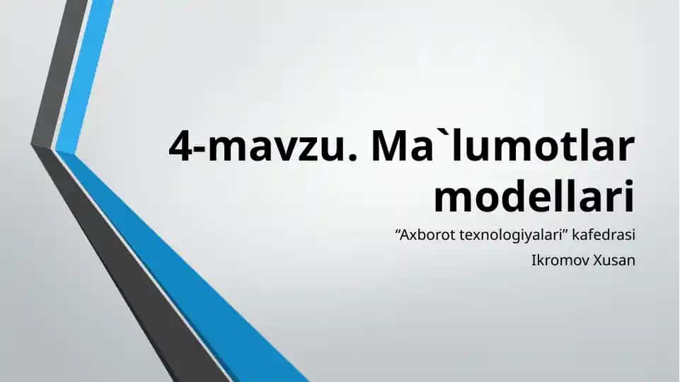 Ma’lumotlar modellari