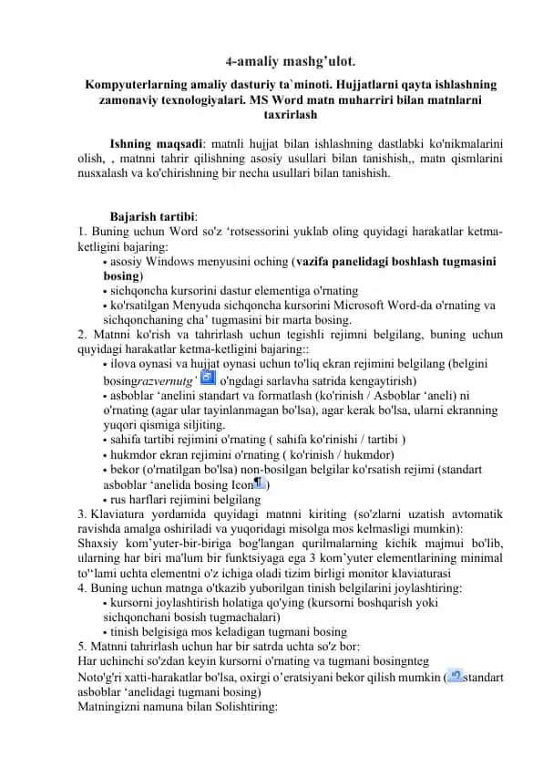 Kompyuterlarning amaliy dasturiy ta`minoti