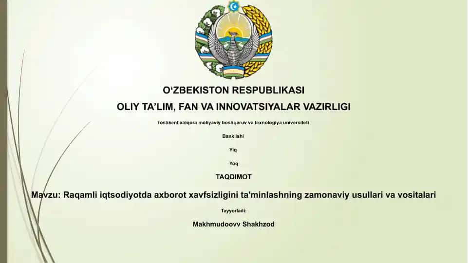 Raqamli iqtisodiyotda axborot xavfsizligi