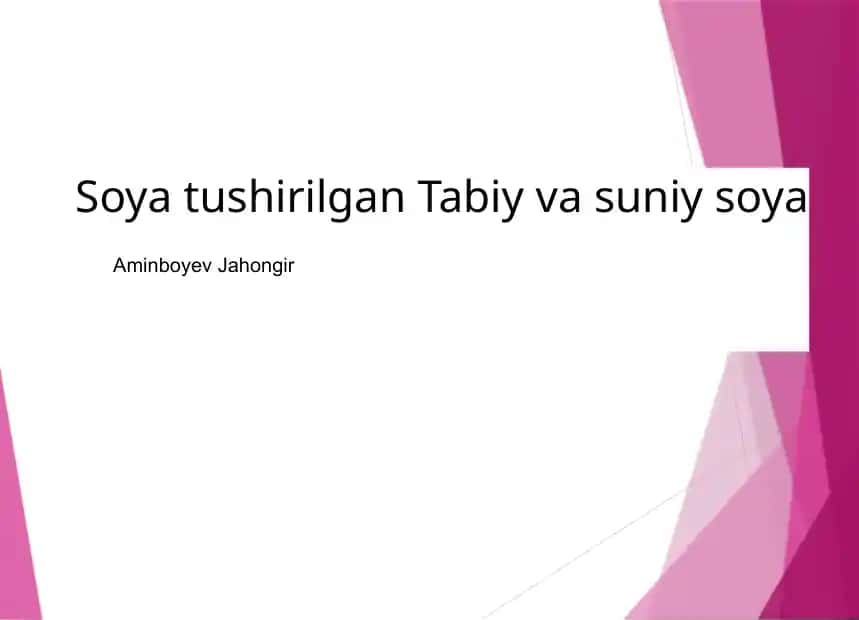 Tabiy va suniy soya