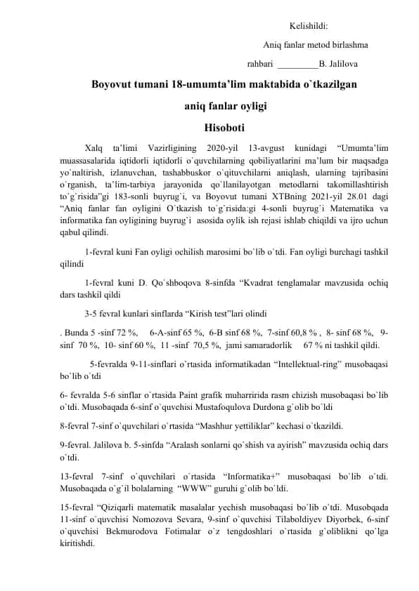 Aniq fanlar metod birlashma rahbari