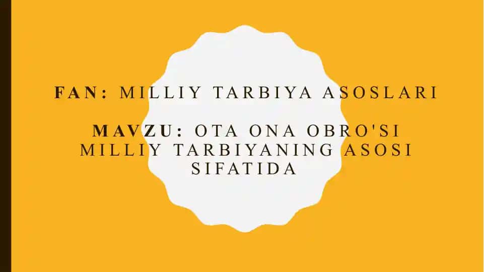 Milliy tarbiya asoslari