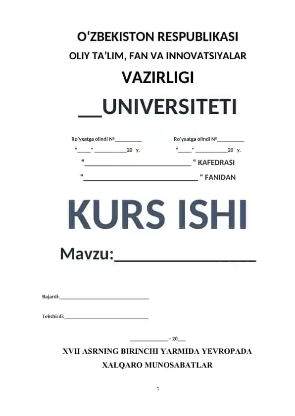 XVII asrning birinchi yarmida Yevropada xalqaro munosabatlar tarixi