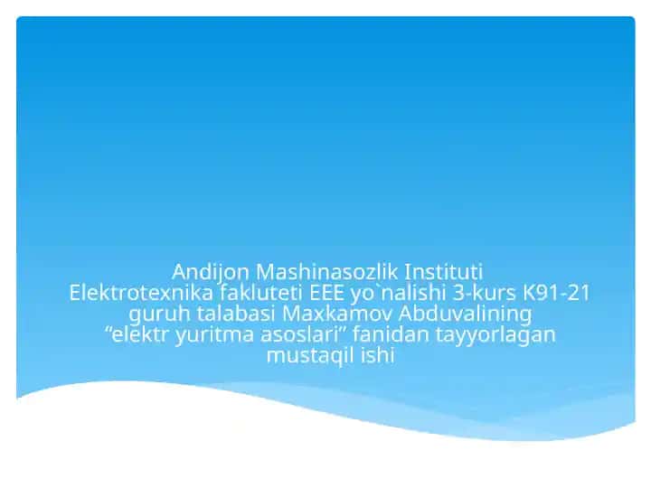 Elektr yuritma asoslari