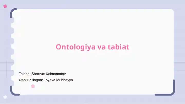 Ontologiya va tabiat