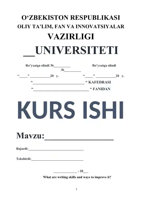 Improve Writing Skills kurs ishi