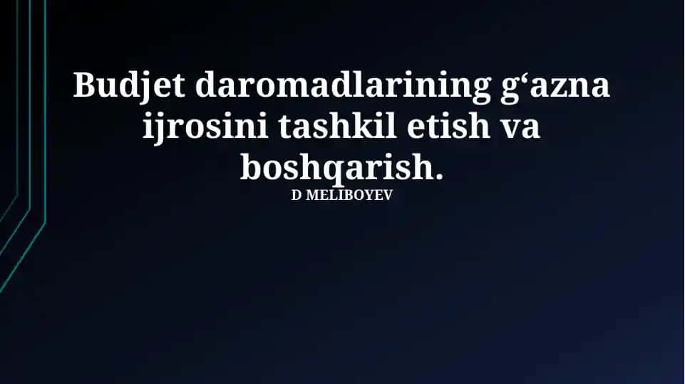 Budjet daromadlarining g‘azna ijrosini tashkil etish va boshqarish