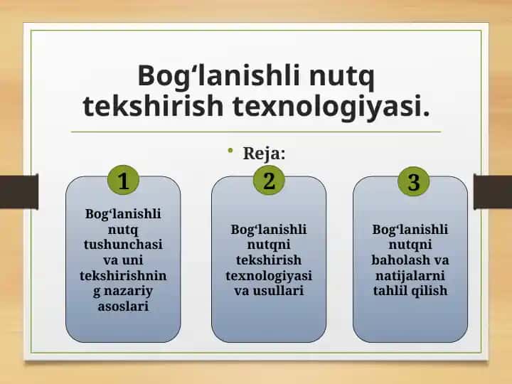Bog‘lanishli nutq tekshirish texnologiyasi