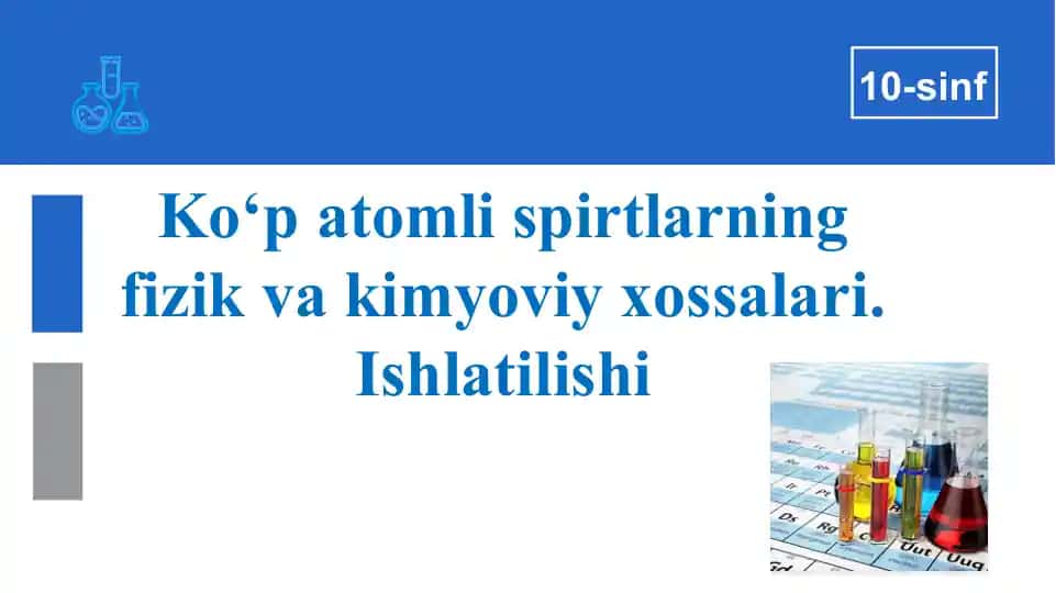 Ko‘patomlispirtlarning fizik va kimyoviy xossalari. Ishlatilishi
