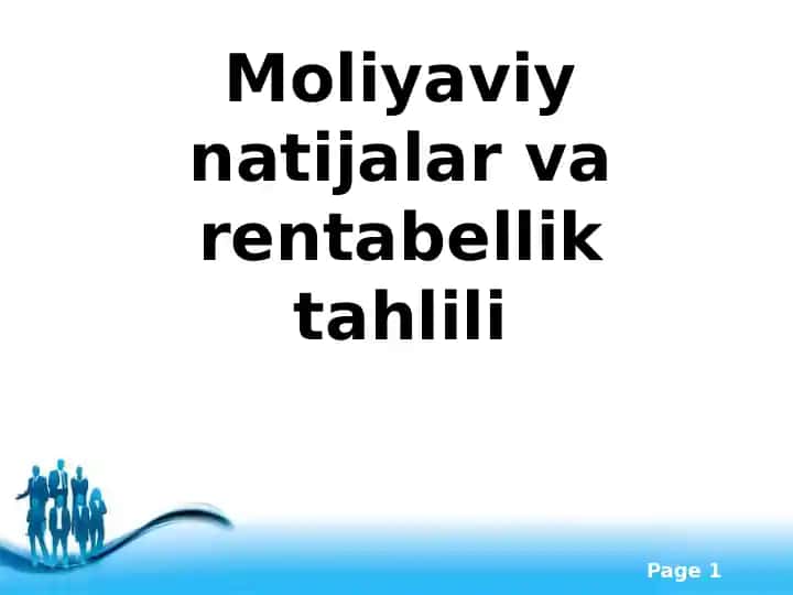 Moliyaviynatijalar va rentabellik tahlili