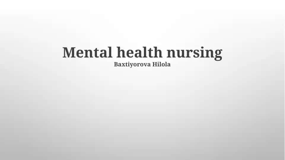 Mental Health Nursing