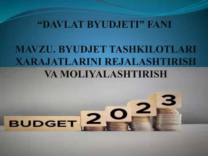 BYUDJET TASHKILOTLARI XARAJATLARINI REJALASHTIRISH VA MOLIYALASHTIRISH