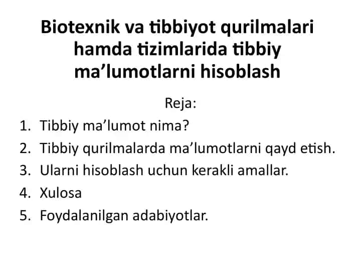 Tibbiyma’lumotlar hisoblash