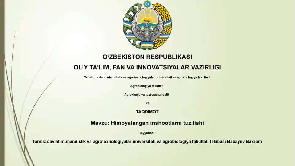 Himoyalangan inshootlarni tuzilishi