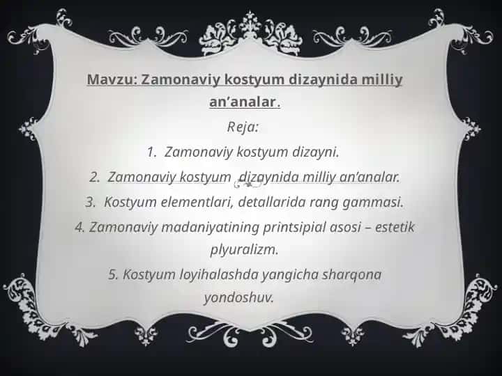 Zamonaviy kostyum dizayni milliyan’analar
