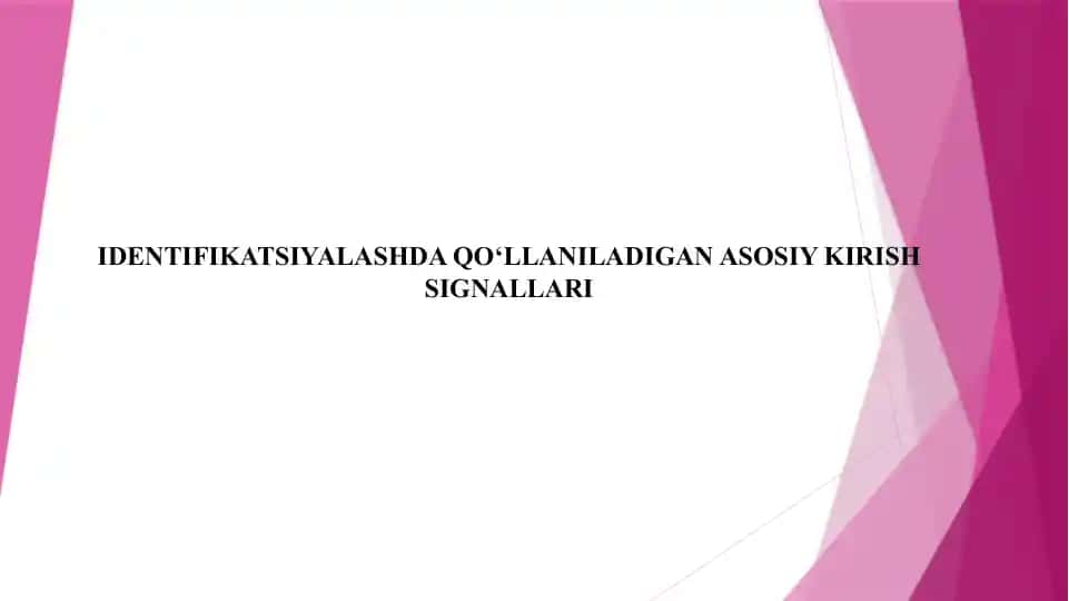 Identifikatsiyalashda qo‘llaniladigan asosiy kirish signallari